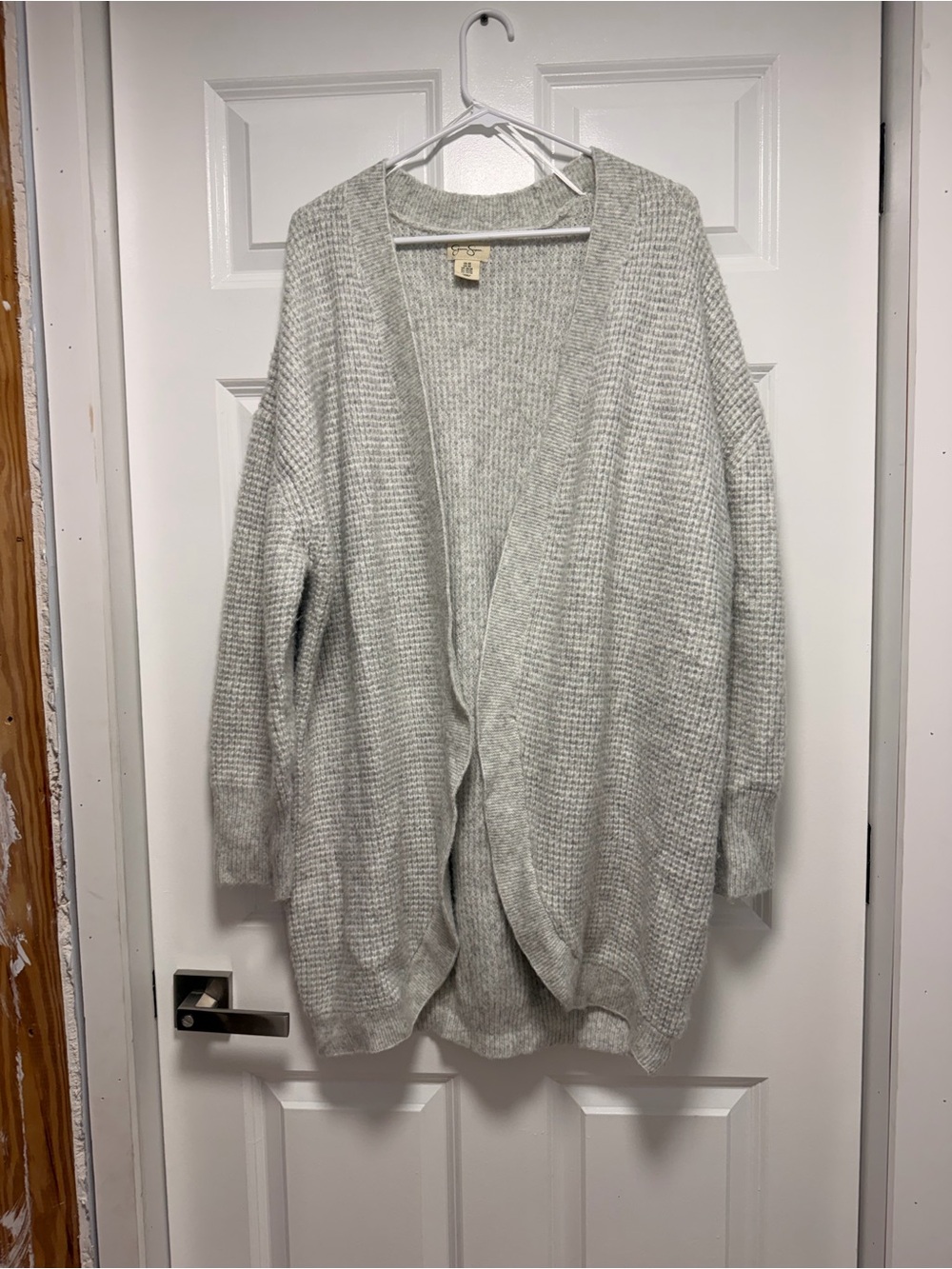 Jessica Simpson Light Gray Waffle Knit Open Cardigan size 3X